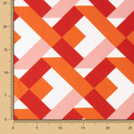 Viscosa Estampada Geométrica Naranja y Coral - Ribes y Casals