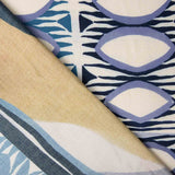Viscosa Estampada Geométrica Azul y Mostaza - Ribes y Casals