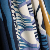 Viscosa Estampada Geométrica Azul y Mostaza - Ribes y Casals