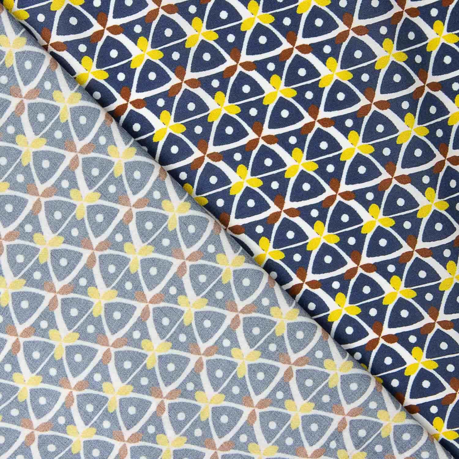 Viscosa Estampada Kaleido Azul Marino - Ribes y Casals