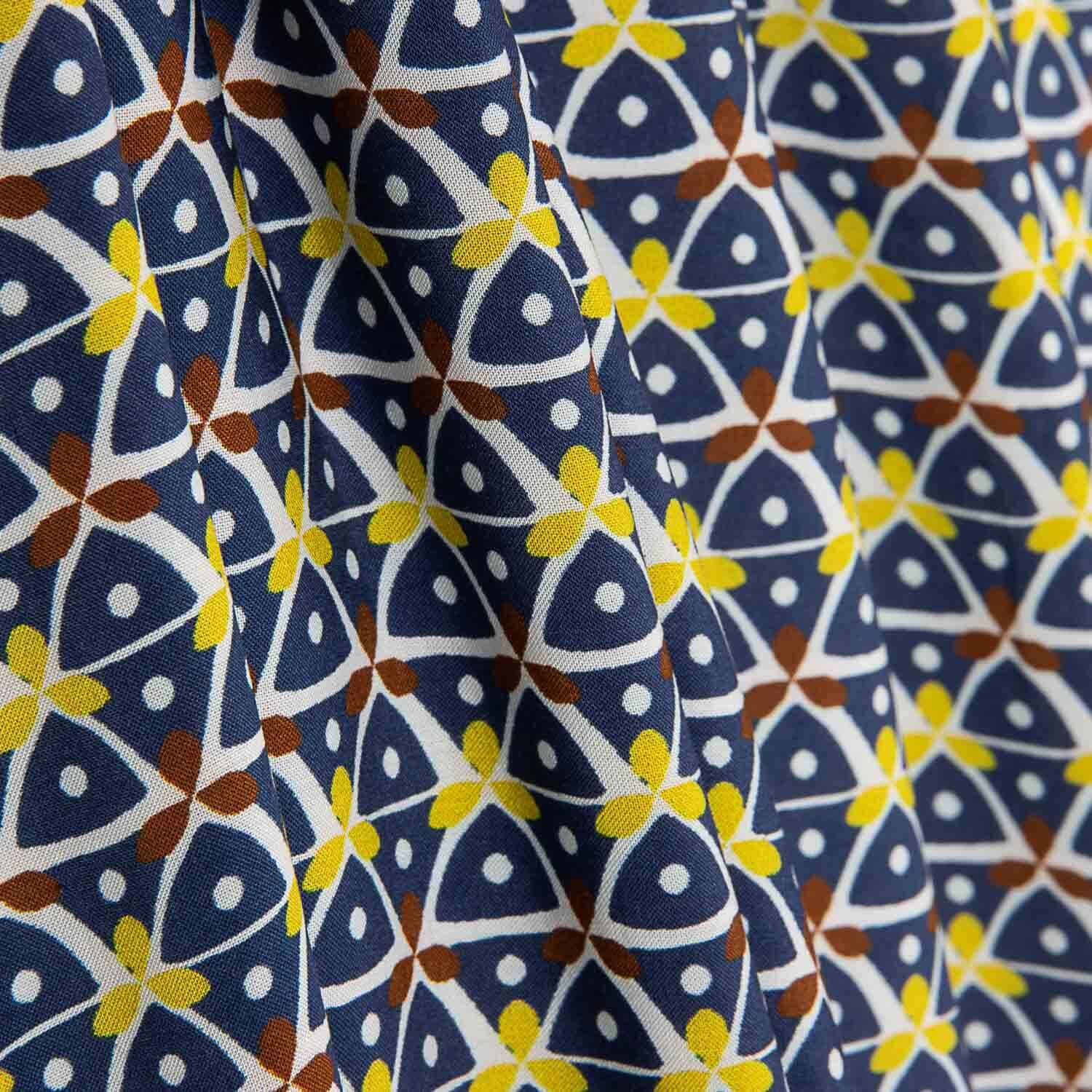 Viscosa Estampada Kaleido Azul Marino - Ribes y Casals