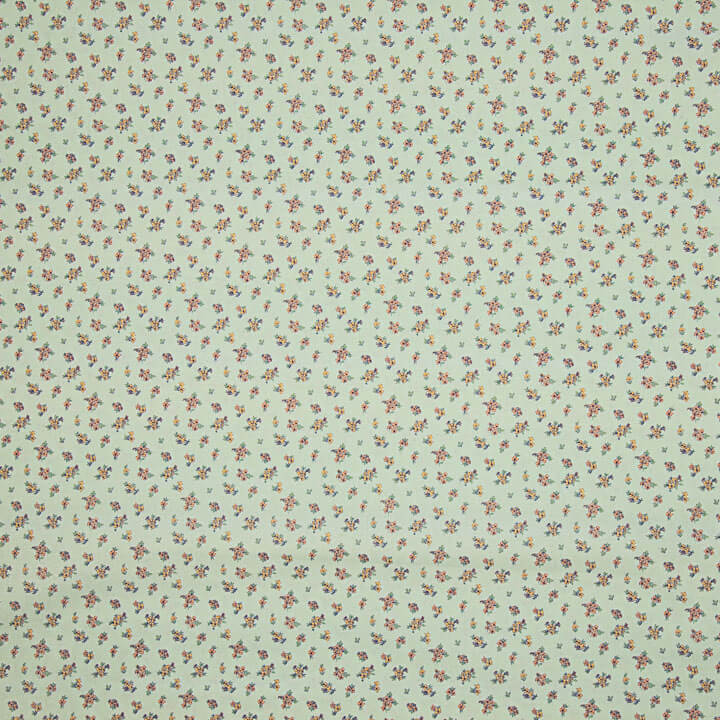 Percal Estampado Florecitas Vintage Verde Agua - Ribes y Casals