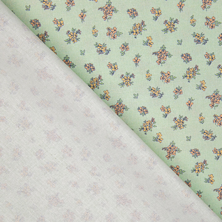 Percal Estampado Florecitas Vintage Verde Agua - Ribes y Casals