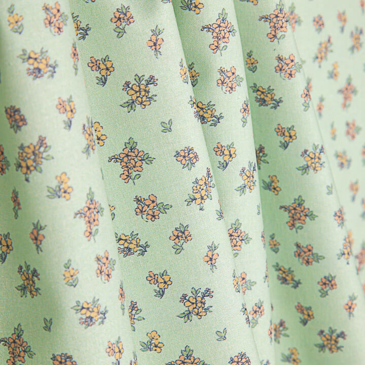 Percal Estampado Florecitas Vintage Verde Agua - Ribes y Casals