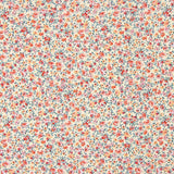 Popelín Algodón Orgánico Estampado Flores Naranja y Rojo - Ribes y Casals
