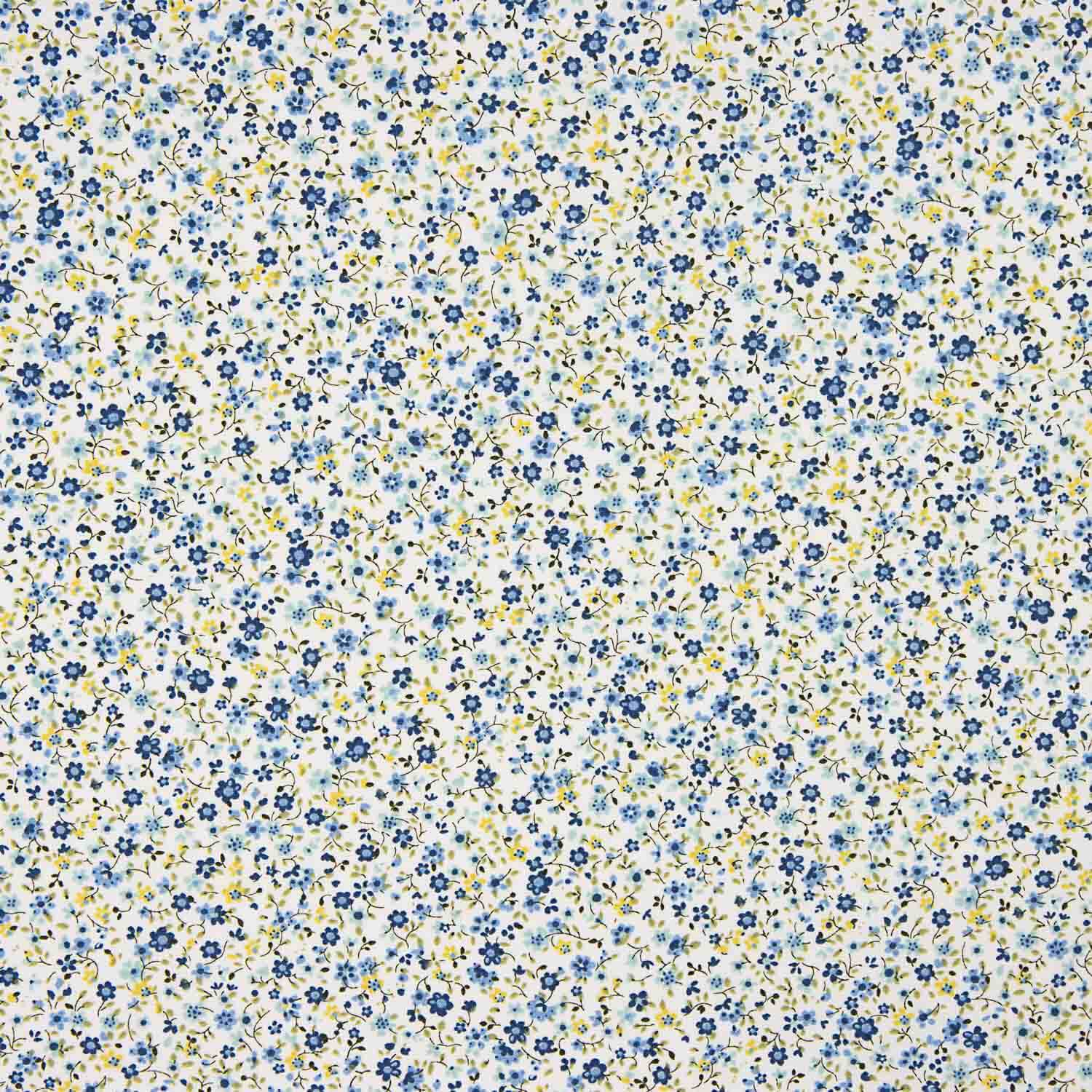 Popelín Algodón Orgánico Estampado Mil Flores Azules - Ribes y Casals