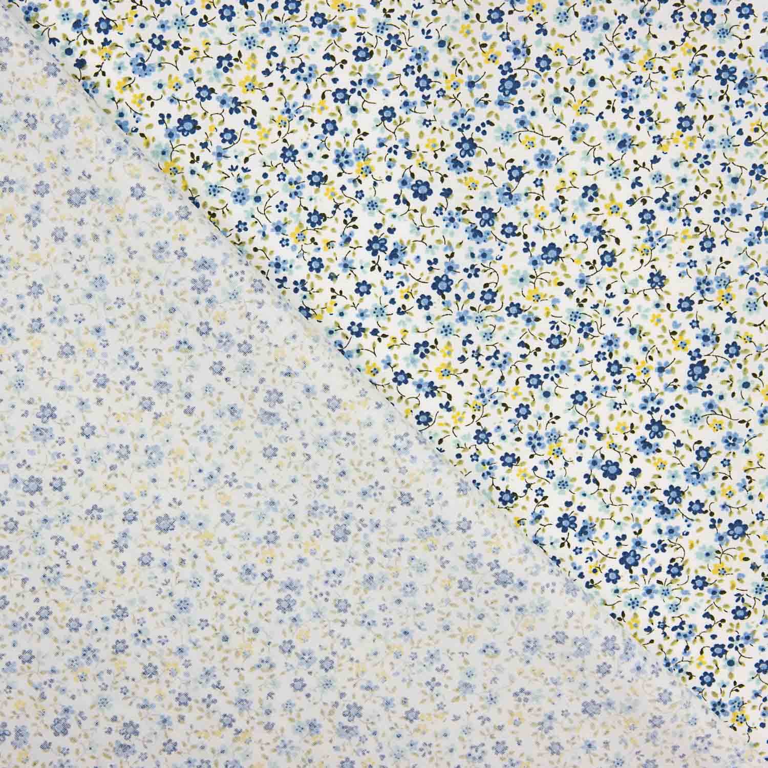 Popelín Algodón Orgánico Estampado Mil Flores Azules - Ribes y Casals