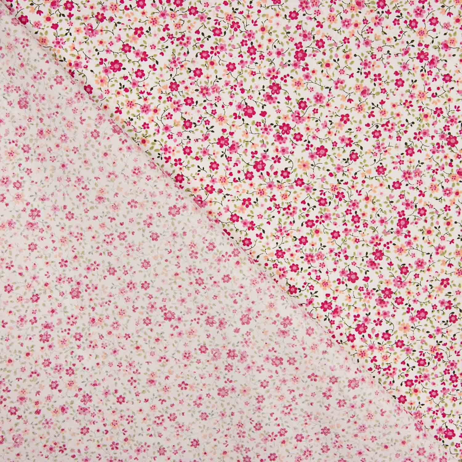 Popelín Algodón Orgánico Estampado Mil Flores Fucsia - Ribes y Casals