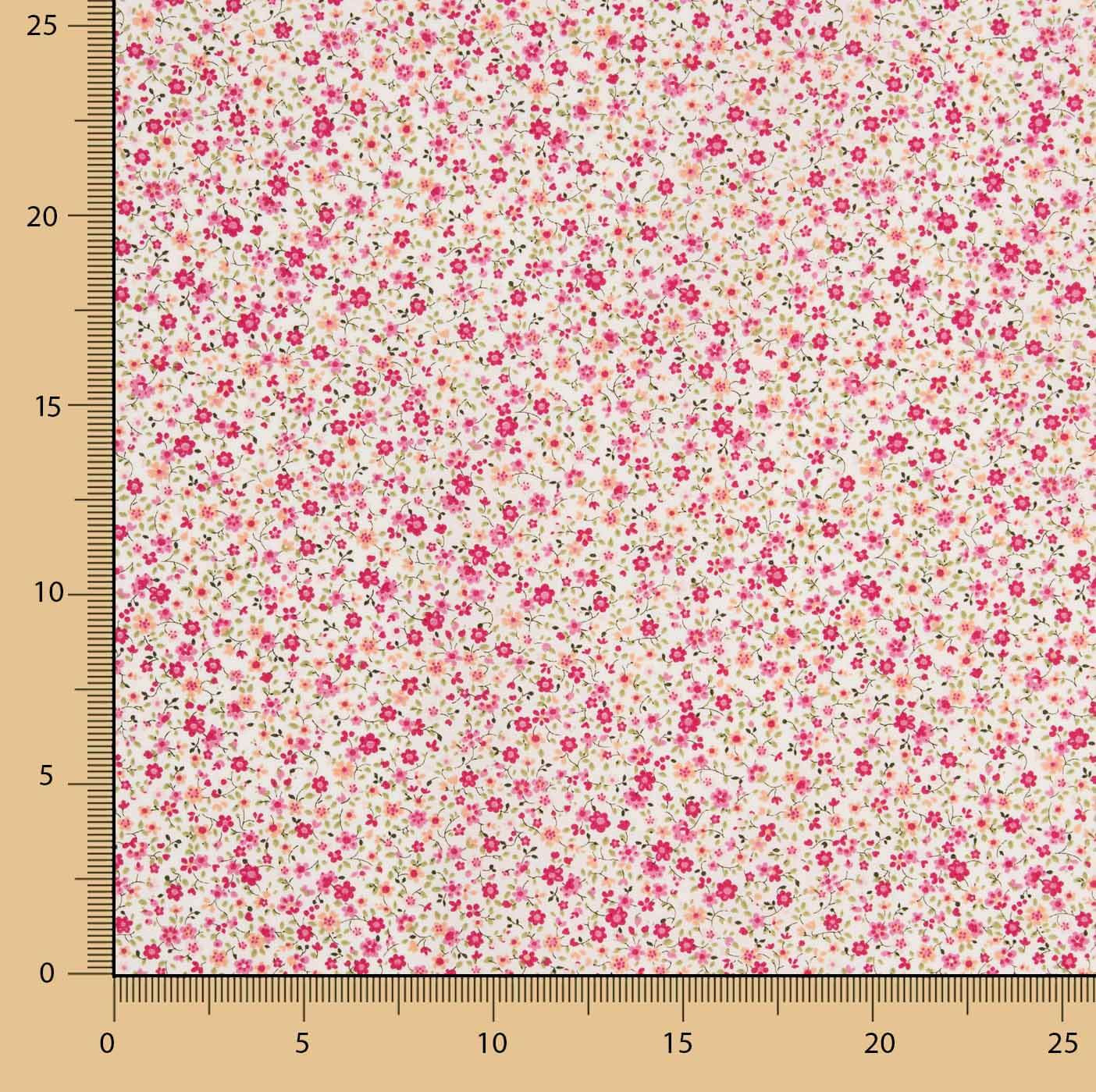 Popelín Algodón Orgánico Estampado Mil Flores Fucsia - Ribes y Casals