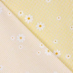 Popelín Algodón Orgánico Estampado Vichy y Margaritas Amarilla - Ribes y Casals