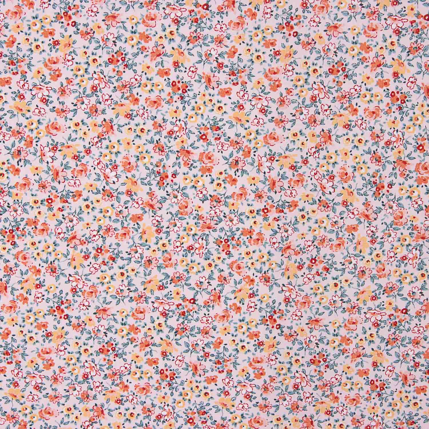 Popelín Algodón Orgánico Estampado Mil Flores Rosas - Ribes y Casals