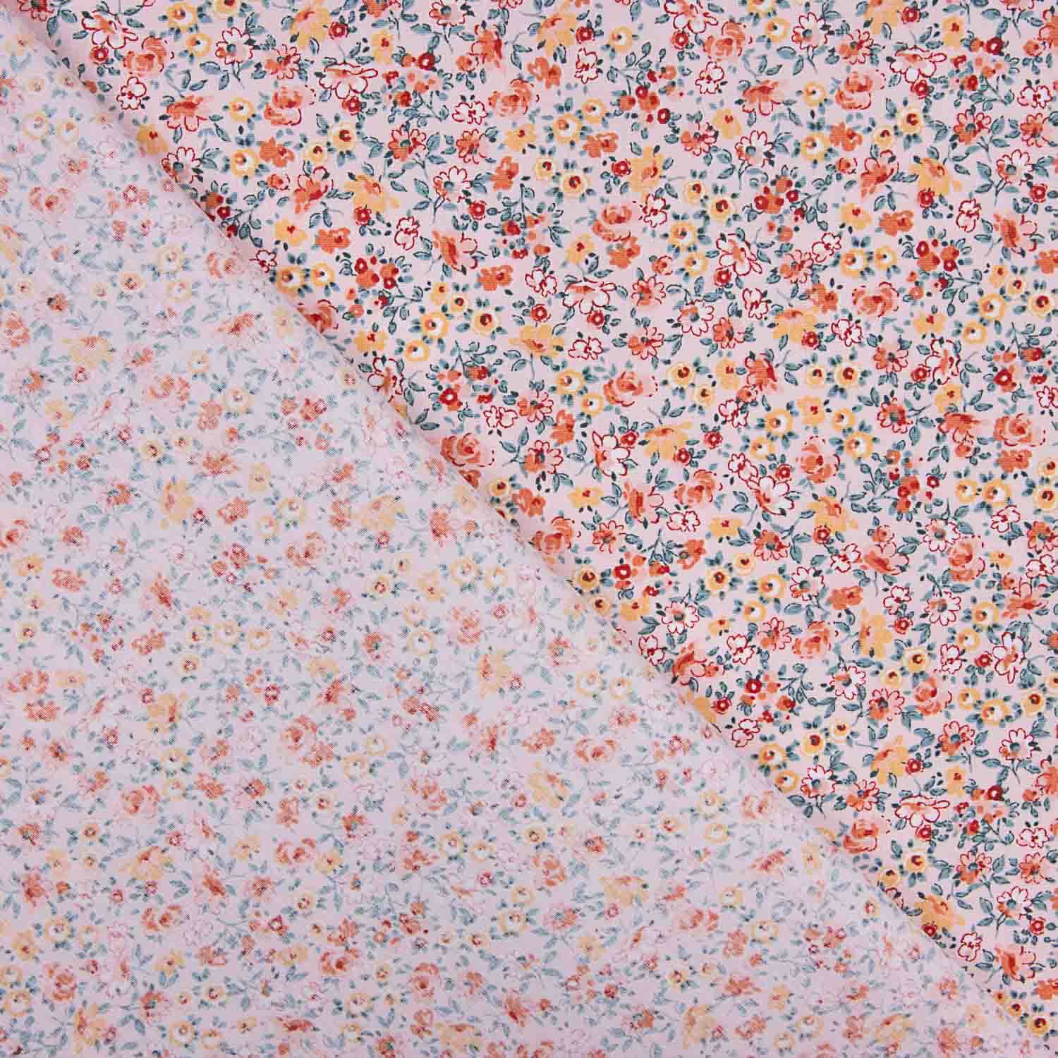 Popelín Algodón Orgánico Estampado Mil Flores Rosas - Ribes y Casals