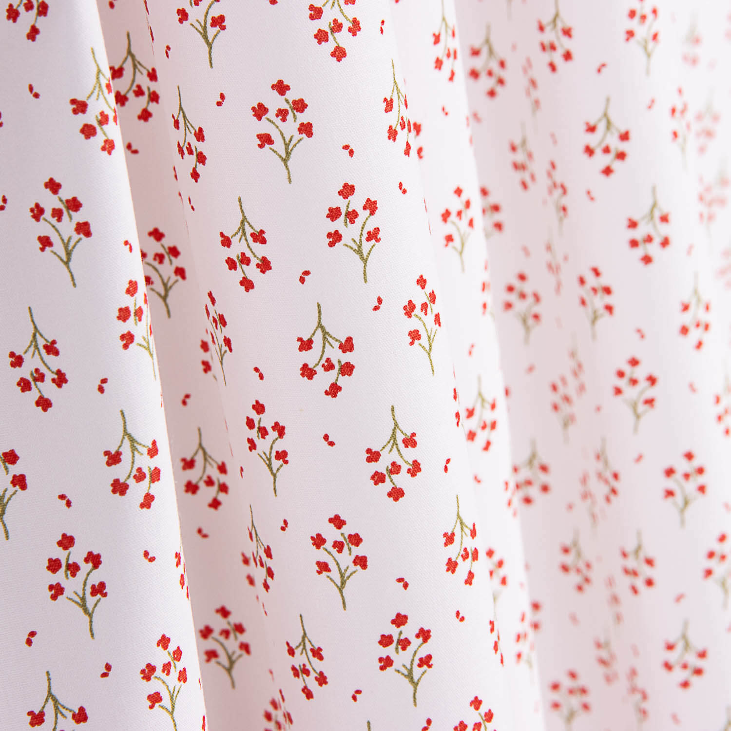 Popelín Algodón Orgánico Estampado Ramilletes Rojos - Ribes y Casals