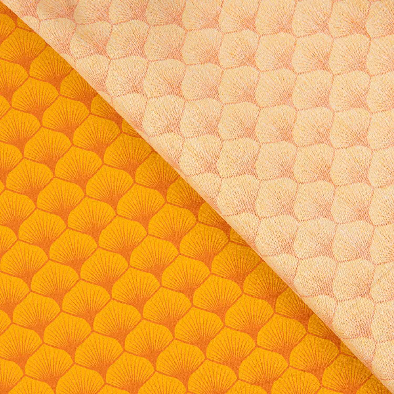 Popelín Algodón Estampado Abanicos Naranja - Ribes y Casals