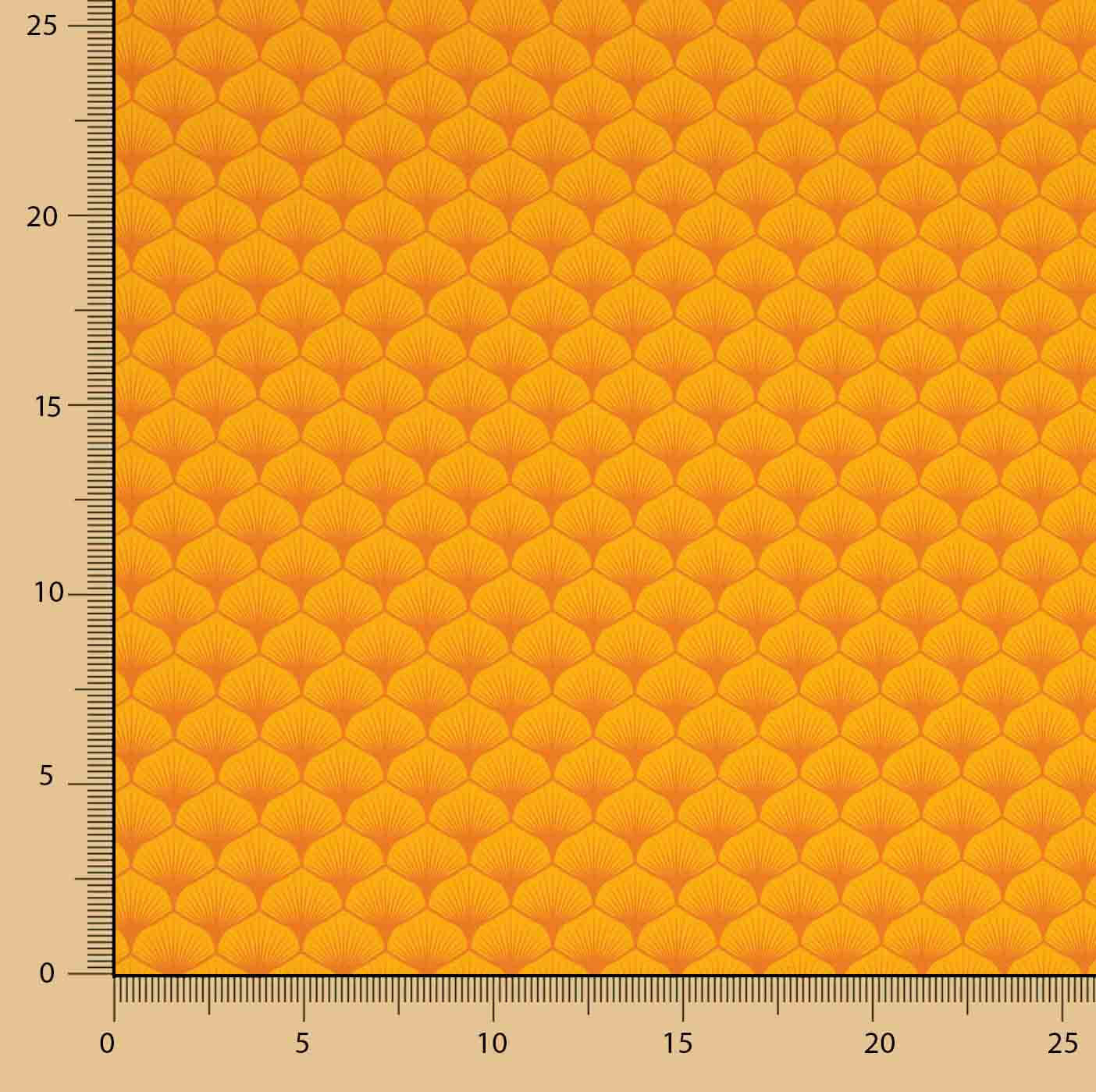 Popelín Algodón Estampado Abanicos Naranja - Ribes y Casals