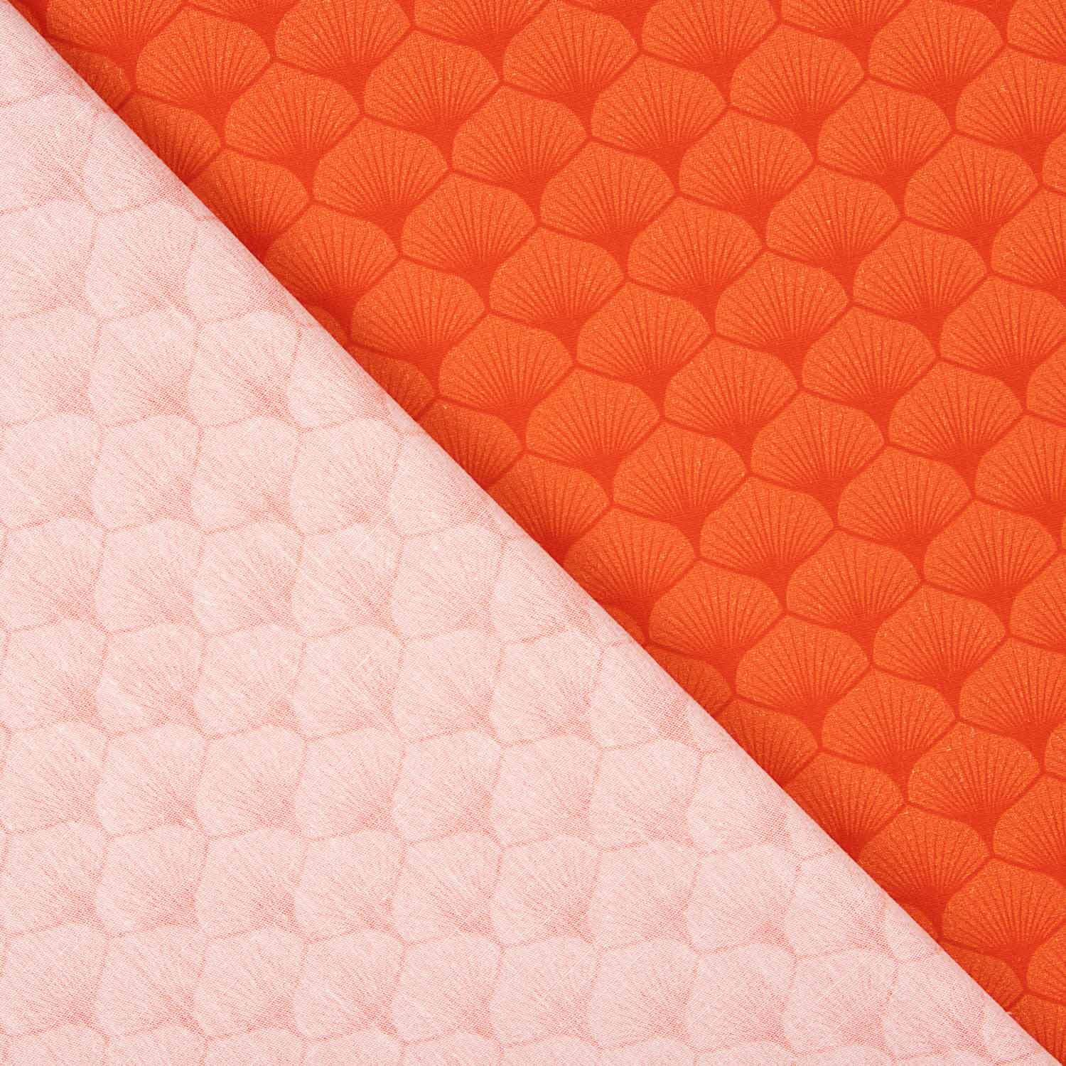 Popelín Algodón Estampado Abanicos Rojo Coral - Ribes y Casals