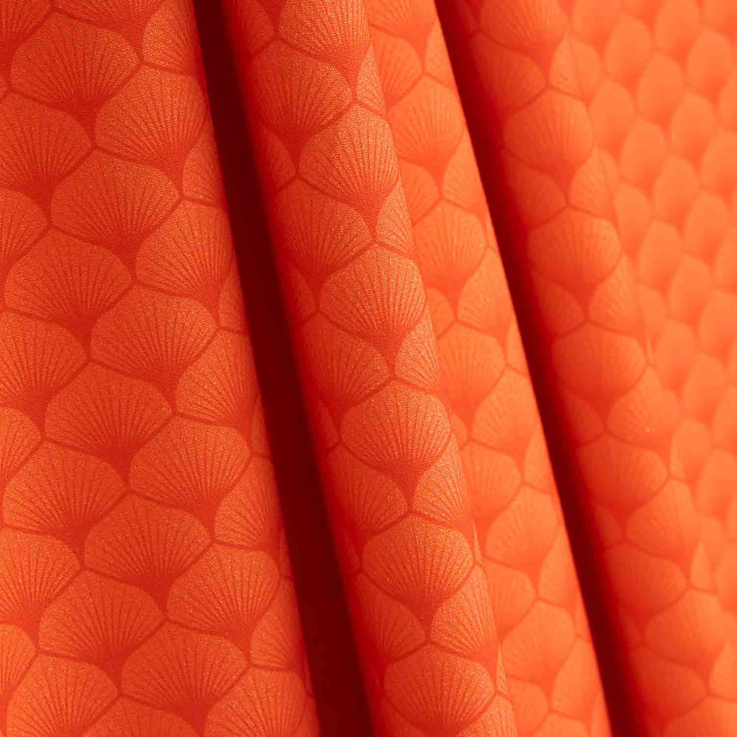 Popelín Algodón Estampado Abanicos Rojo Coral - Ribes y Casals