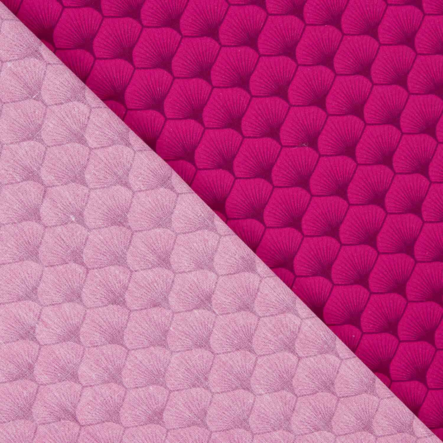 Popelín Algodón Estampado Abanicos Fucsia - Ribes y Casals