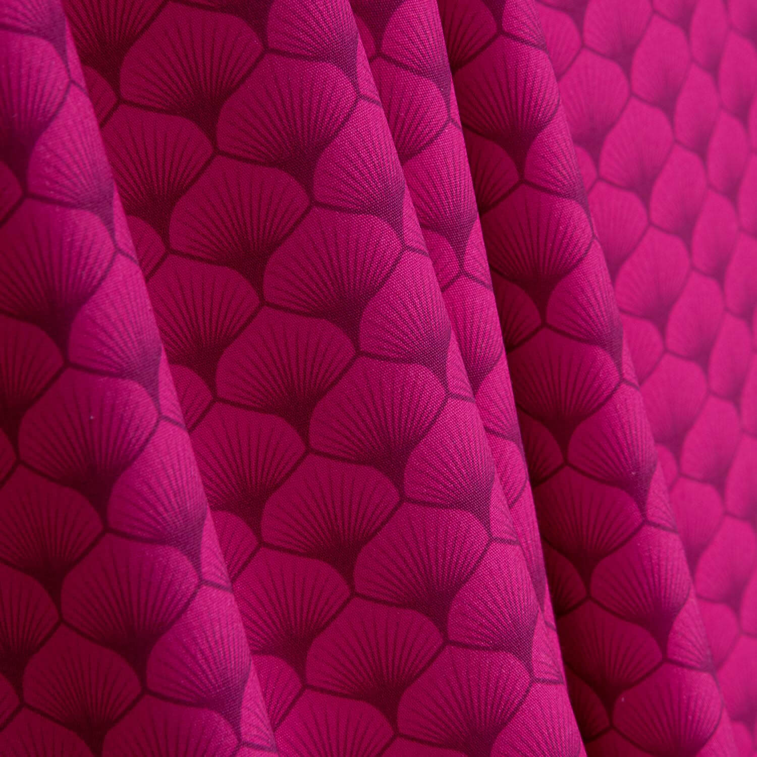 Popelín Algodón Estampado Abanicos Fucsia - Ribes y Casals