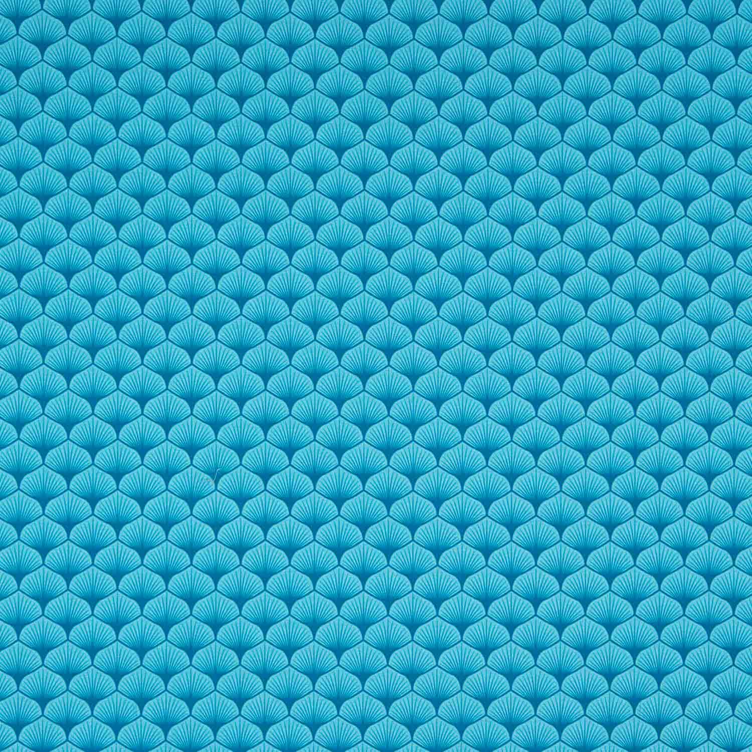 Popelín Algodón Estampado Abanicos Turquesa - Ribes y Casals