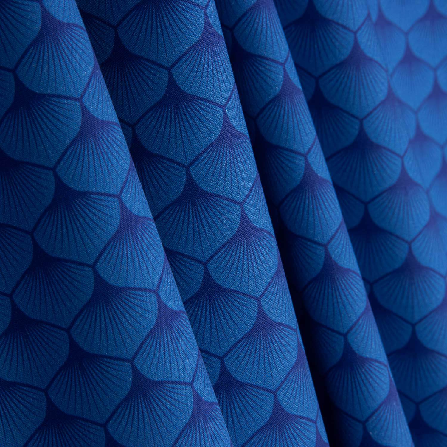 Popelín Algodón Estampado Abanicos Azul - Ribes y Casals