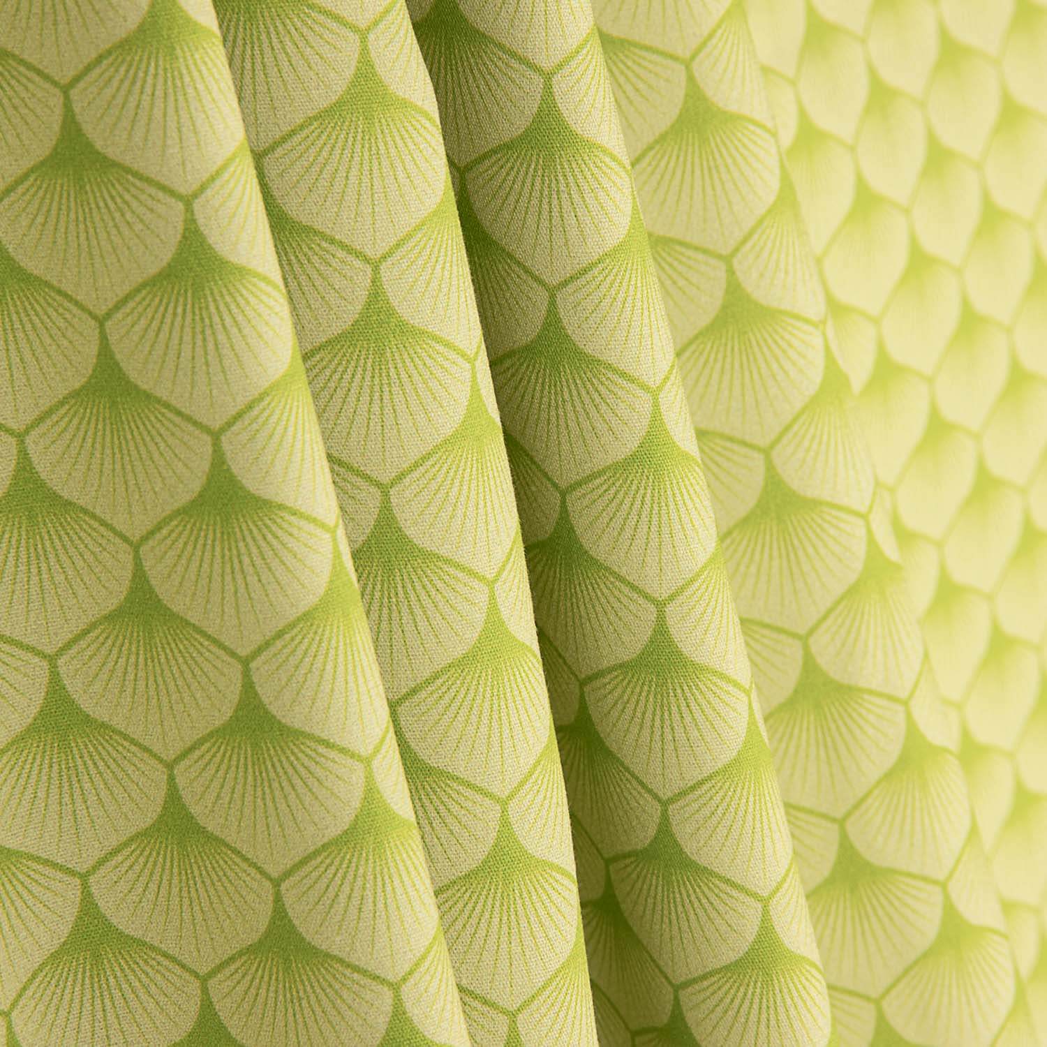 Popelín Algodón Estampado Abanicos Verde - Ribes y Casals