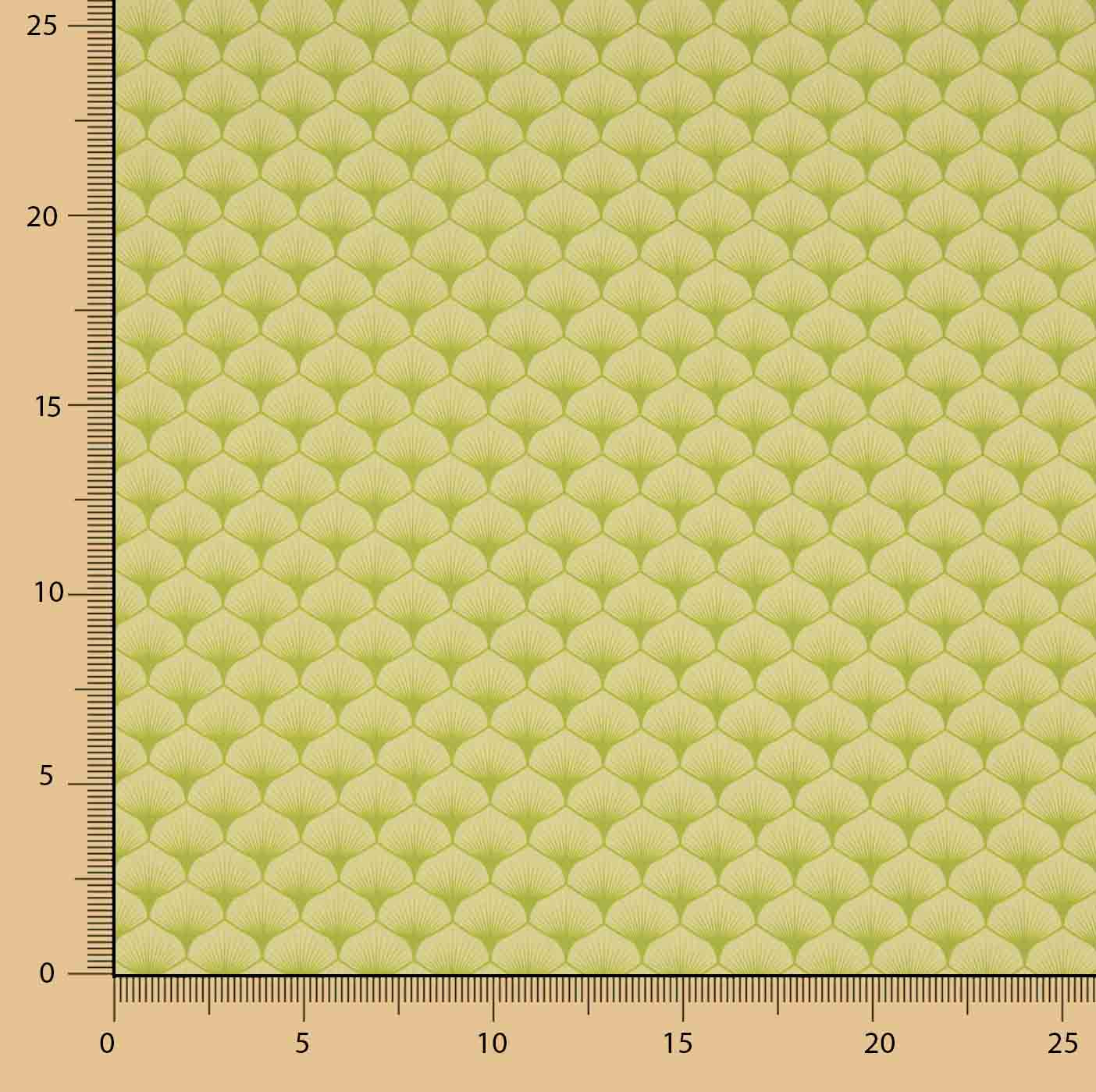 Popelín Algodón Estampado Abanicos Verde - Ribes y Casals