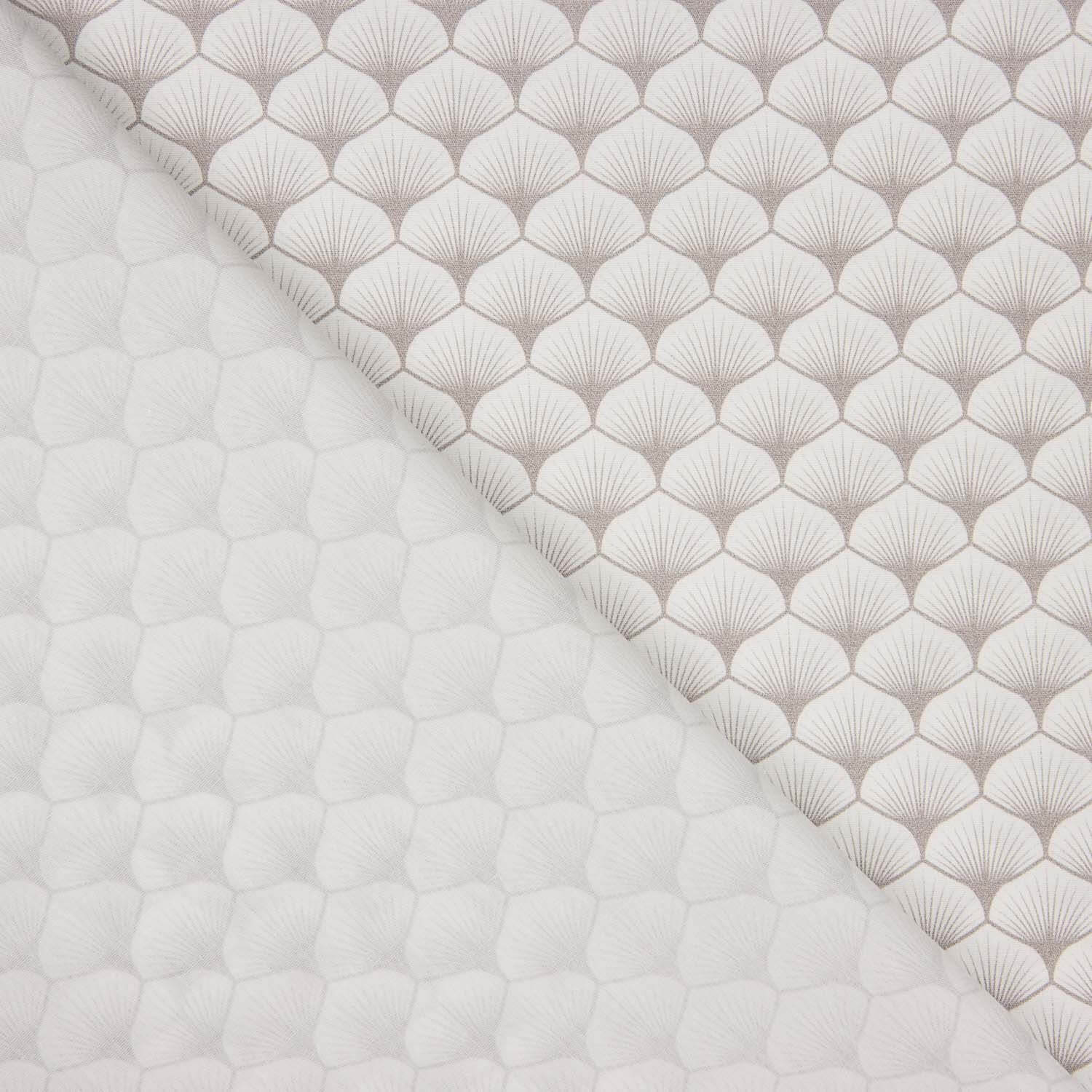 Popelín Algodón Estampado Abanicos Gris - Ribes y Casals