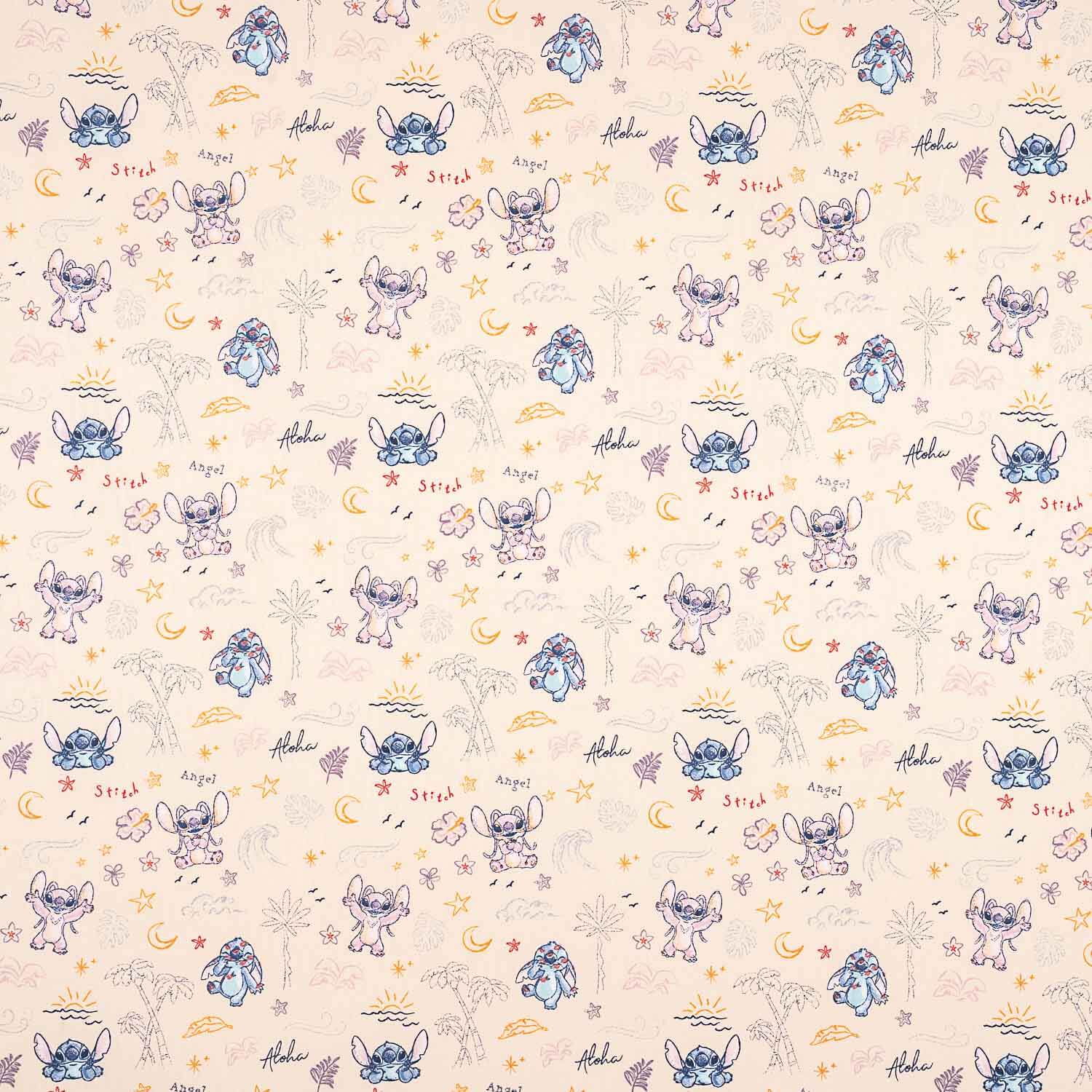 Popelín Algodón Estampado Stitch y Angel - Ribes y Casals