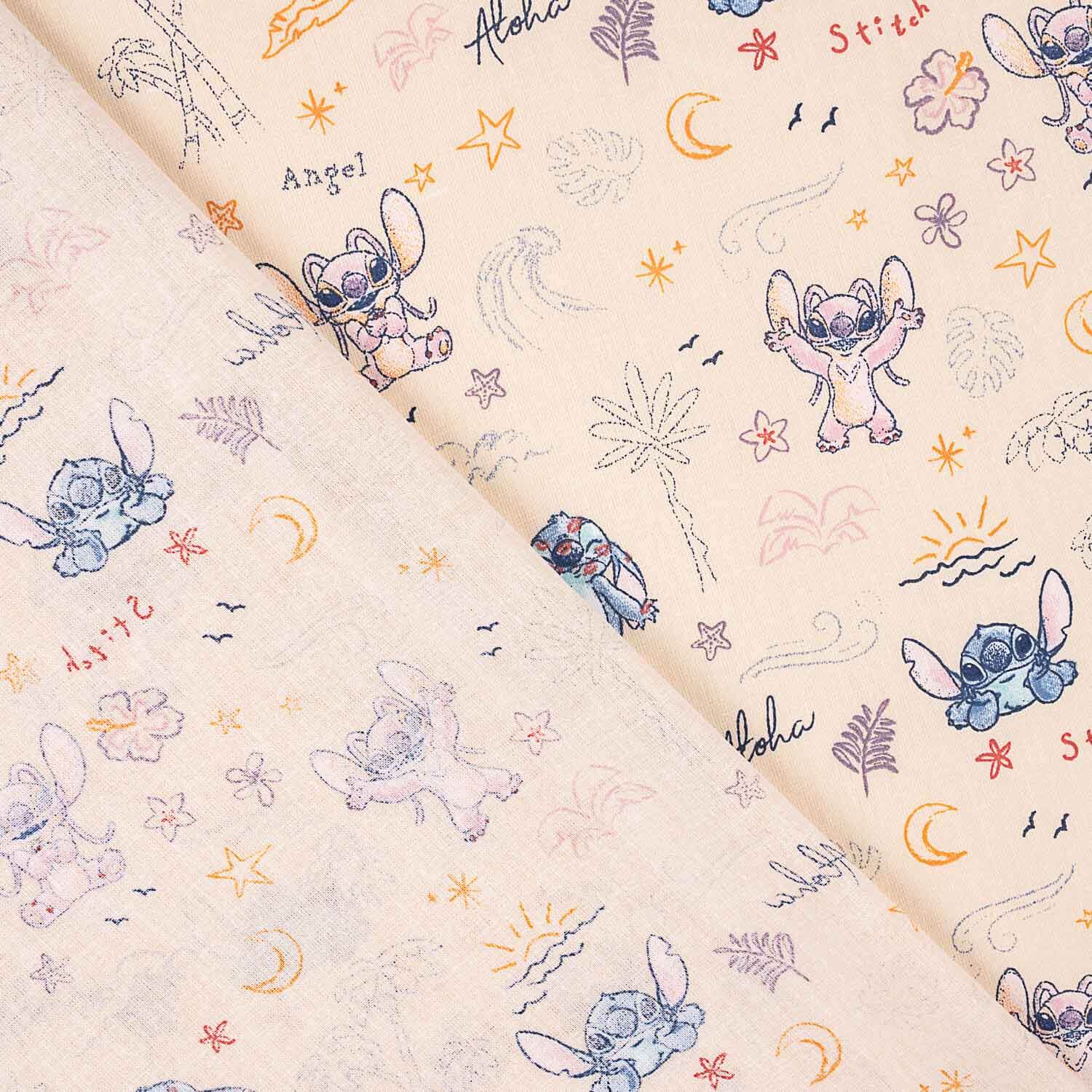 Popelín Algodón Estampado Stitch y Angel - Ribes y Casals