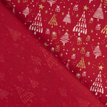 Popelín Estampado Bosque Navideño Rojo - Ribes y Casals