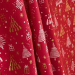 Popelín Estampado Bosque Navideño Rojo - Ribes y Casals