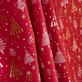 Popelín Estampado Bosque Navideño Rojo - Ribes y Casals