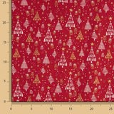 Popelín Estampado Bosque Navideño Rojo - Ribes y Casals
