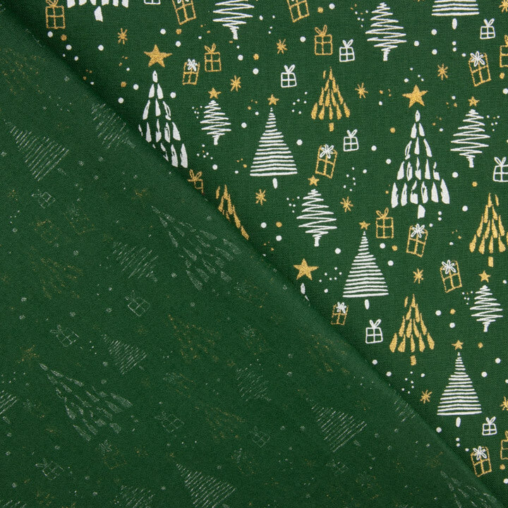 Popelín Estampado Bosque Navideño Verde - Ribes y Casals