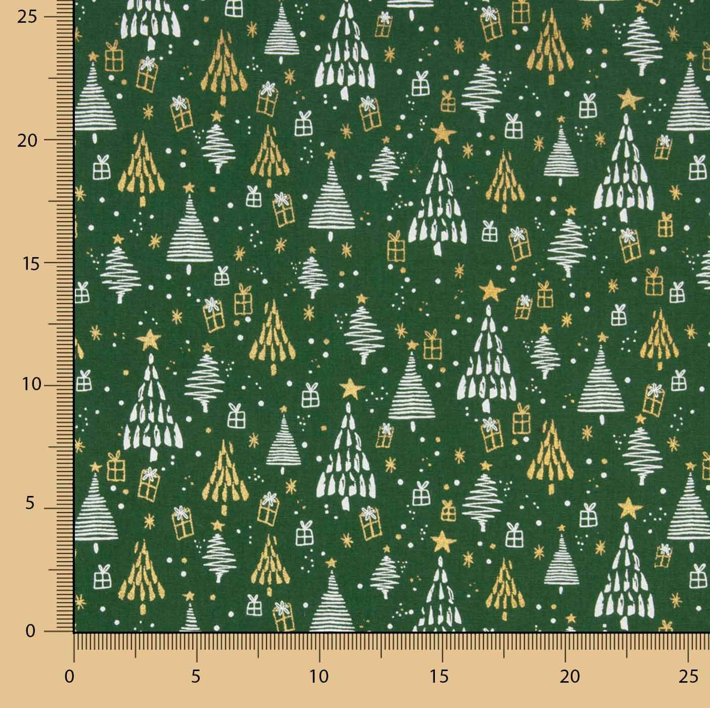 Popelín Estampado Bosque Navideño Verde - Ribes y Casals