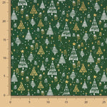 Popelín Estampado Bosque Navideño Verde - Ribes y Casals