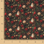 Popelín Estampado Navidad Papá Noel y Cardenales - Ribes y Casals