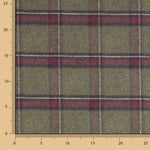 Loneta Efecto Lino Cuadros Highlands Verde Kaki - Ribes y Casals