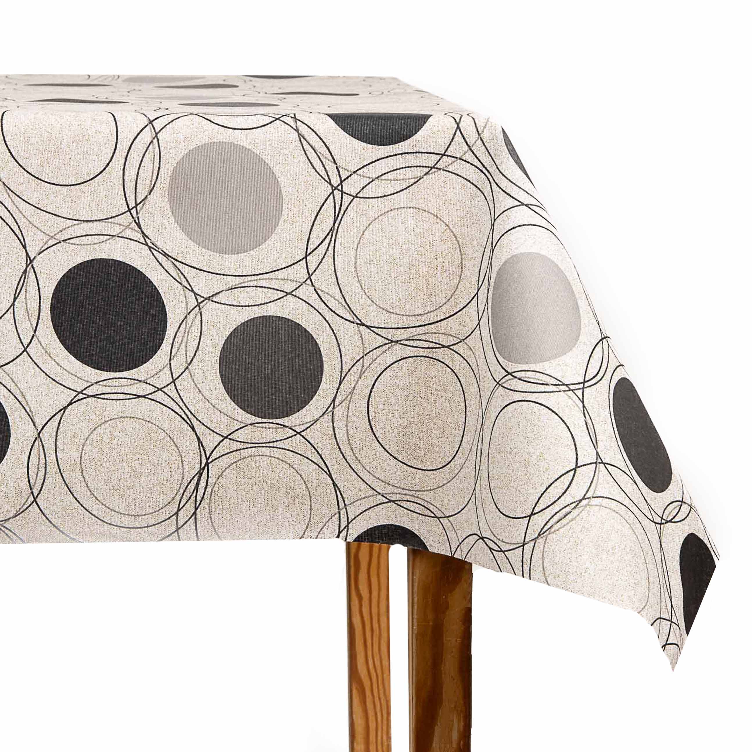 Mantel Resinado Círculos Geométricos Gris y Negro - Ribes y Casals