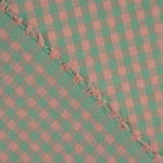 Popelina Seersucker Cuadros Verde y Salmón - Ribes y Casals