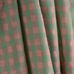 Popelina Seersucker Cuadros Verde y Salmón - Ribes y Casals