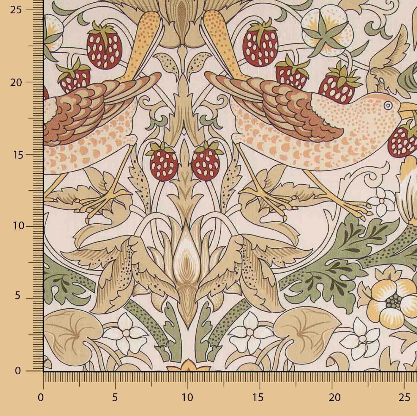 Loneta Efecto Lino Jardín de Pájaros Beige - Ribes y Casals
