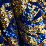 Punto de Terciopelo Azul con Lentejuelas Doradas - Ribes y Casals