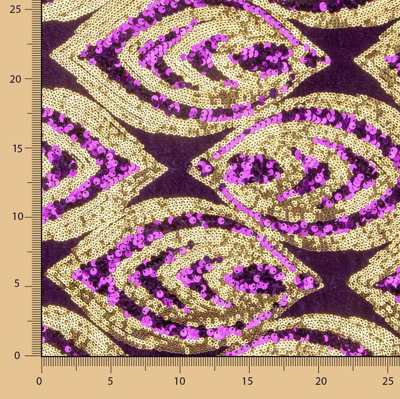 Punto de Terciopelo Morado con Lentejuelas Doradas - Ribes y Casals