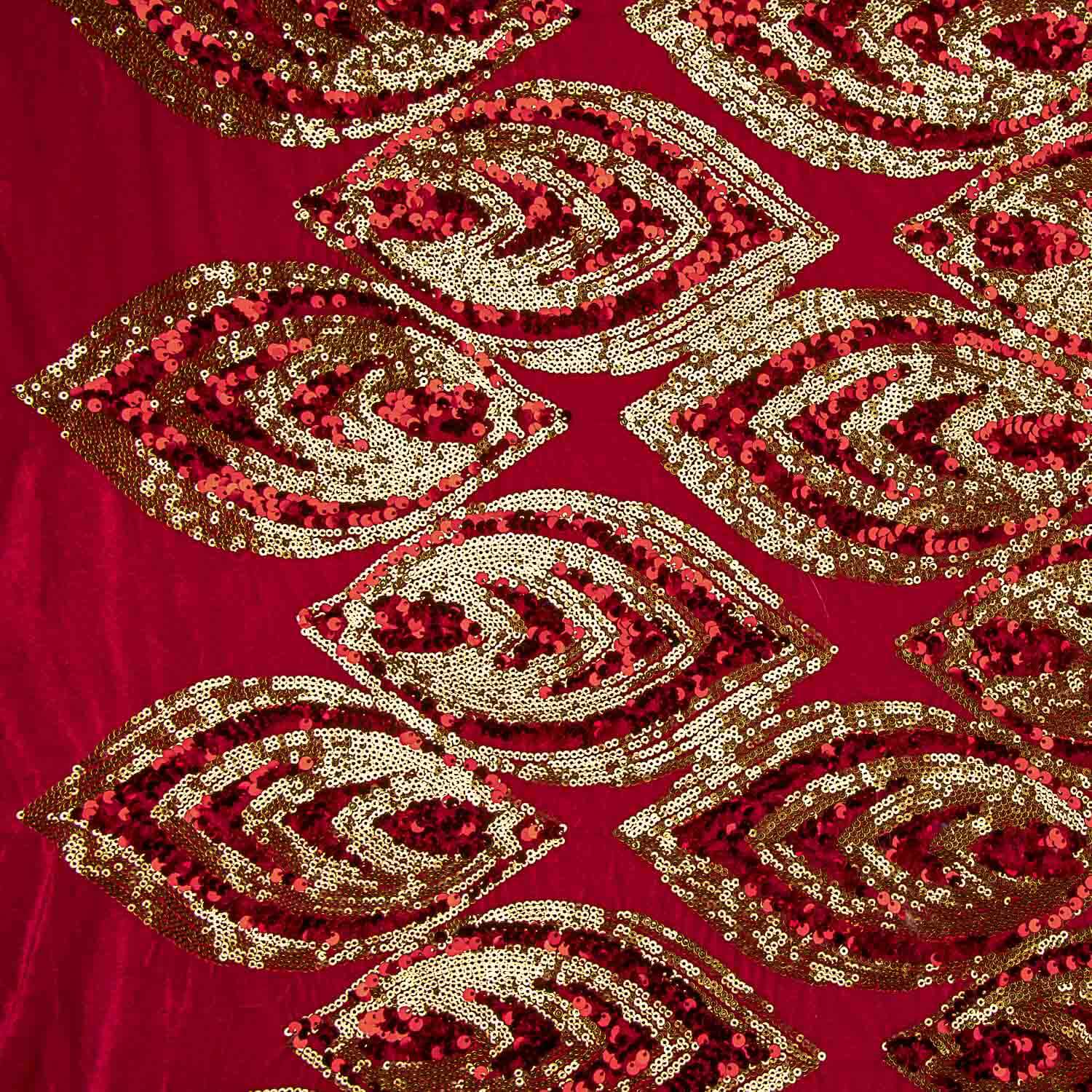 Punto de Terciopelo Rojo con Lentejuelas Doradas - Ribes y Casals