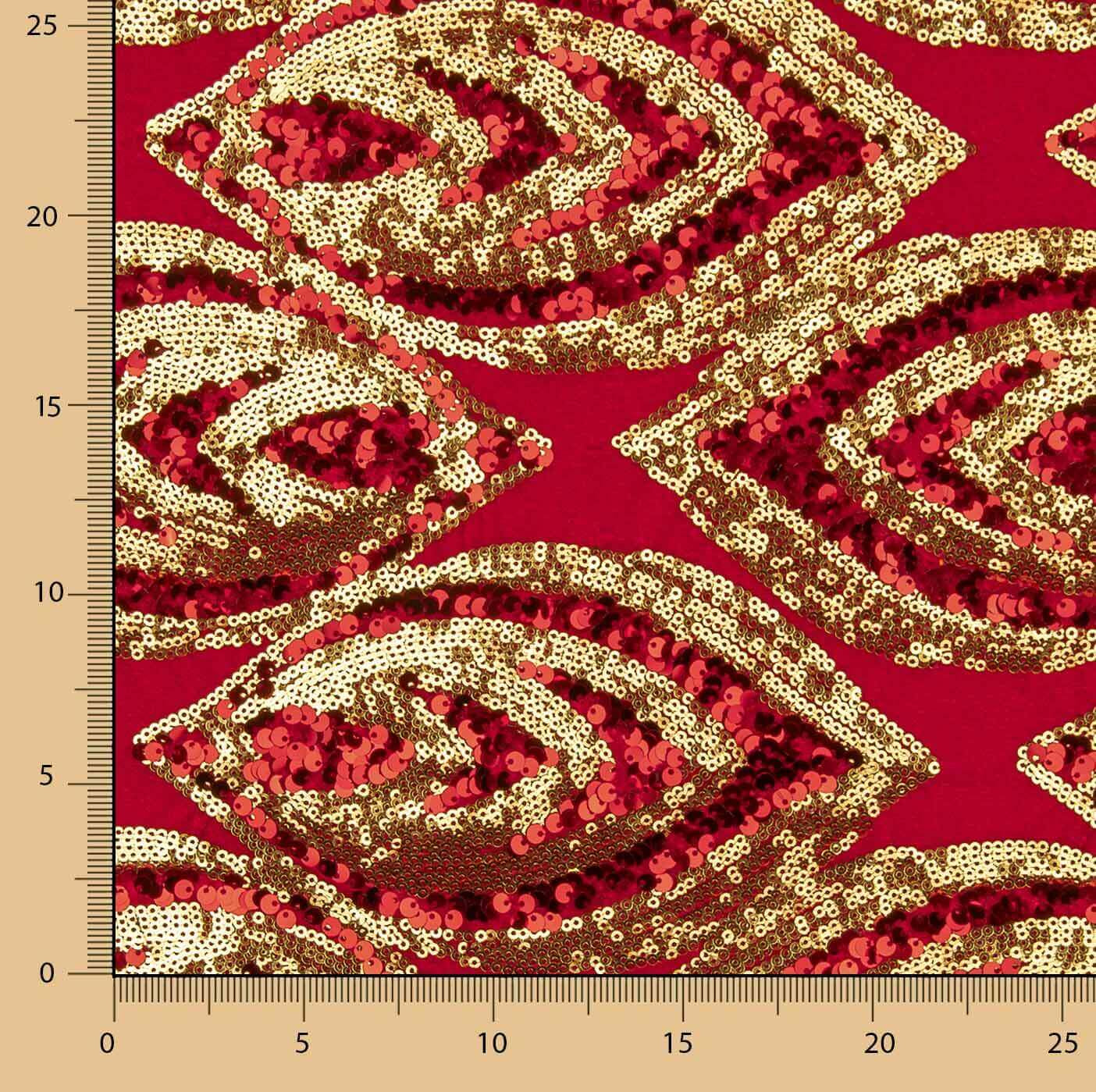 Punto de Terciopelo Rojo con Lentejuelas Doradas - Ribes y Casals