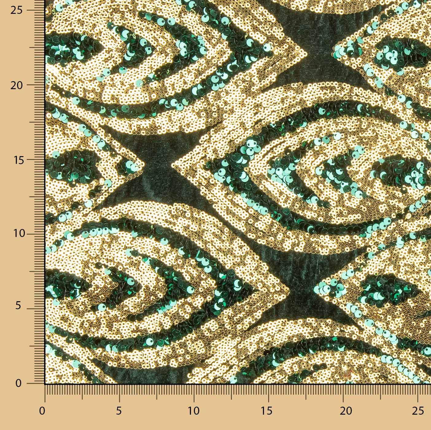 Punto de Terciopelo Verde con Lentejuelas Doradas - Ribes y Casals