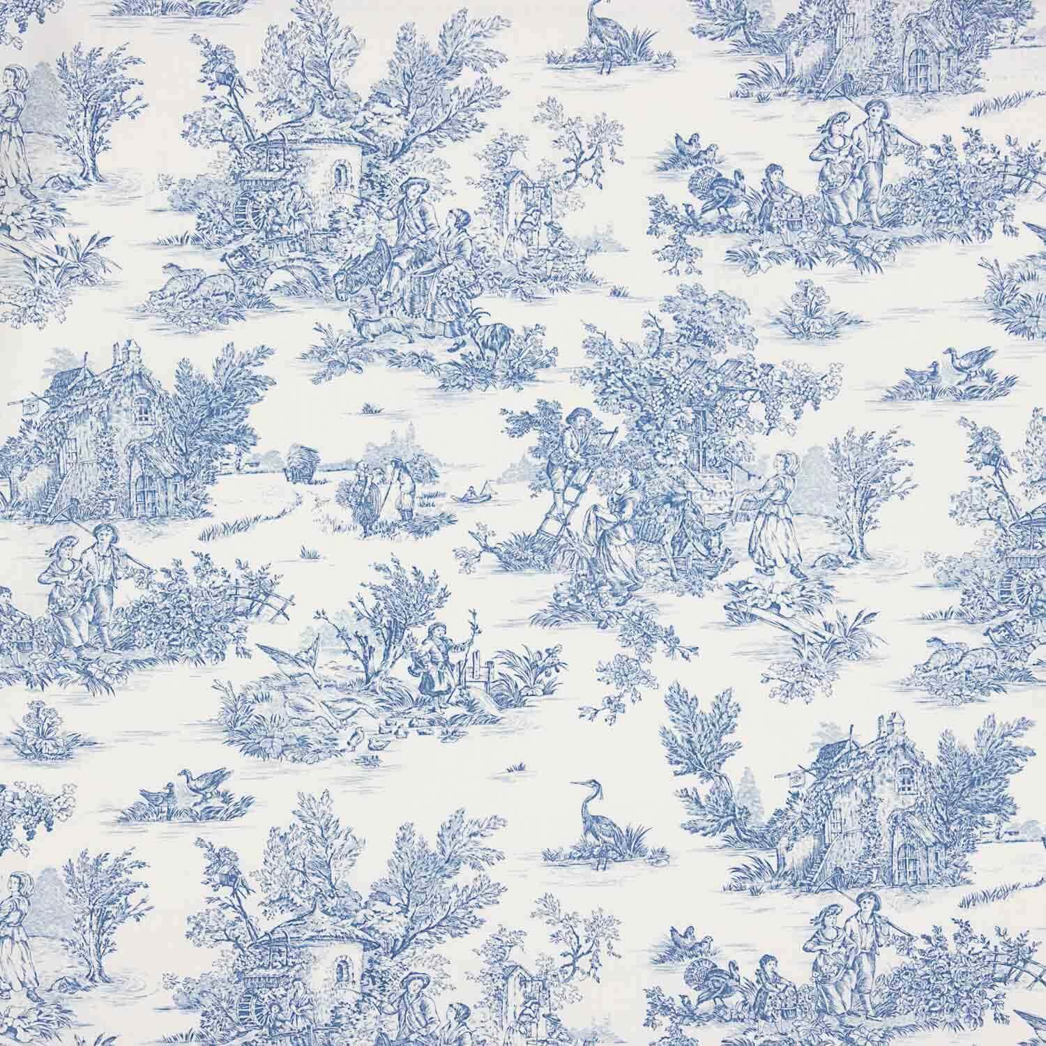 Sábana Algodón Toile de Jouy Azul - Ribes y Casals
