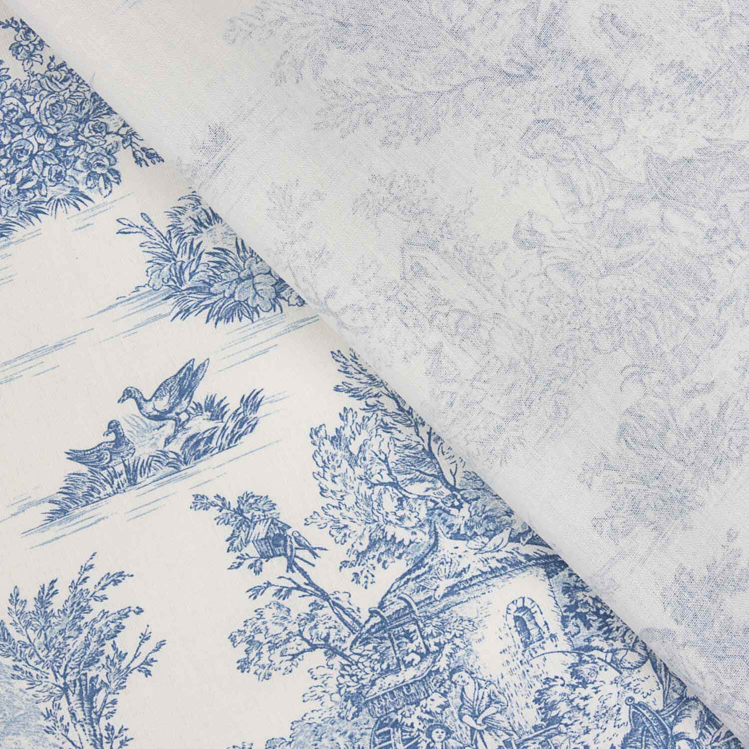Sábana Algodón Toile de Jouy Azul - Ribes y Casals
